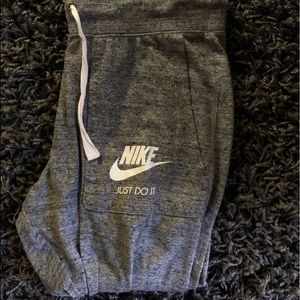 cropped grey nike joggers